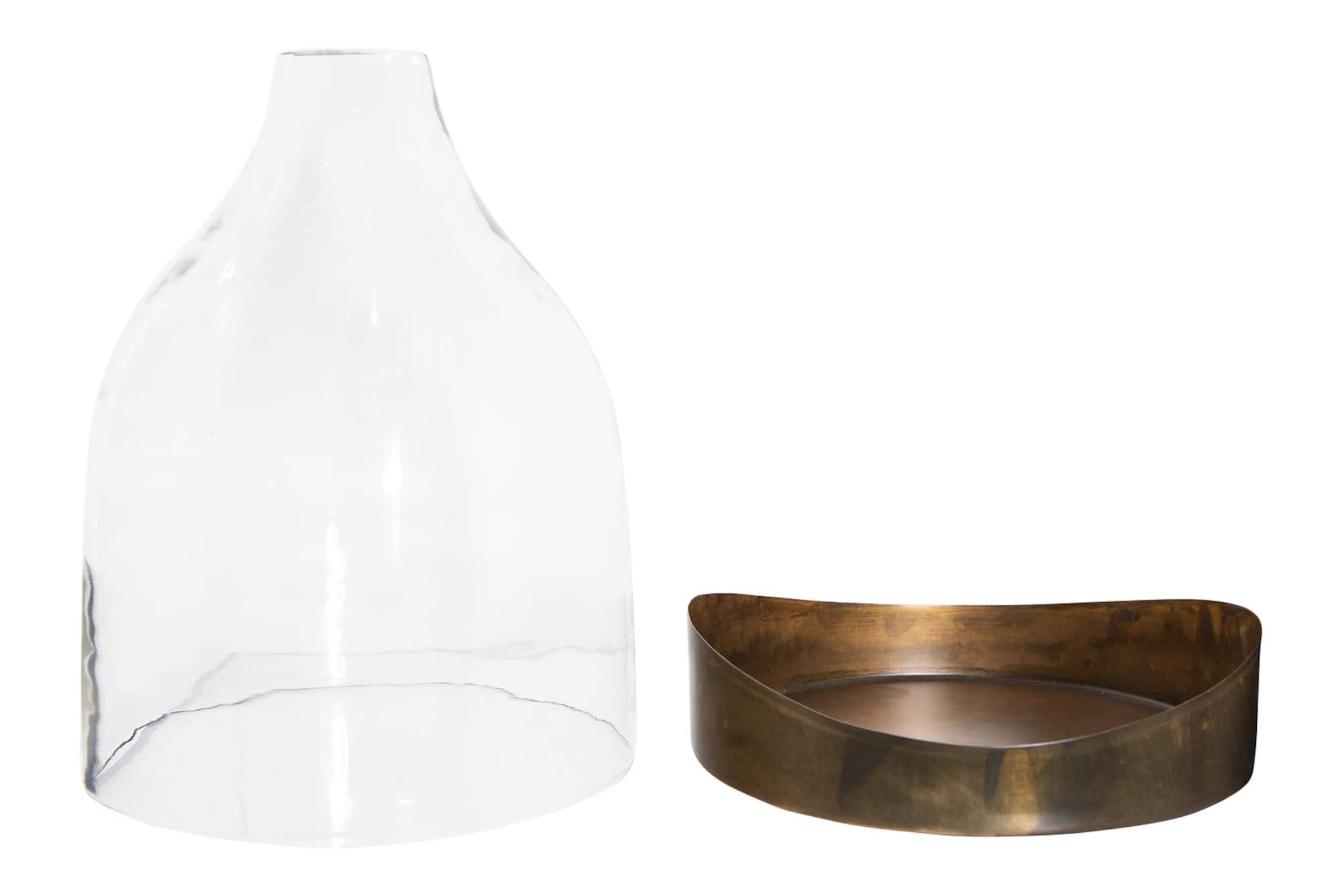 Hello Honey® Glass Cloche with Antique Copper Metal Tray